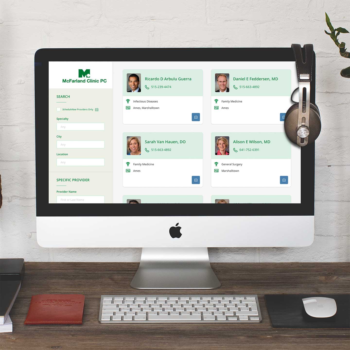 Mcfarland Clinic Shedulling Application User Interface