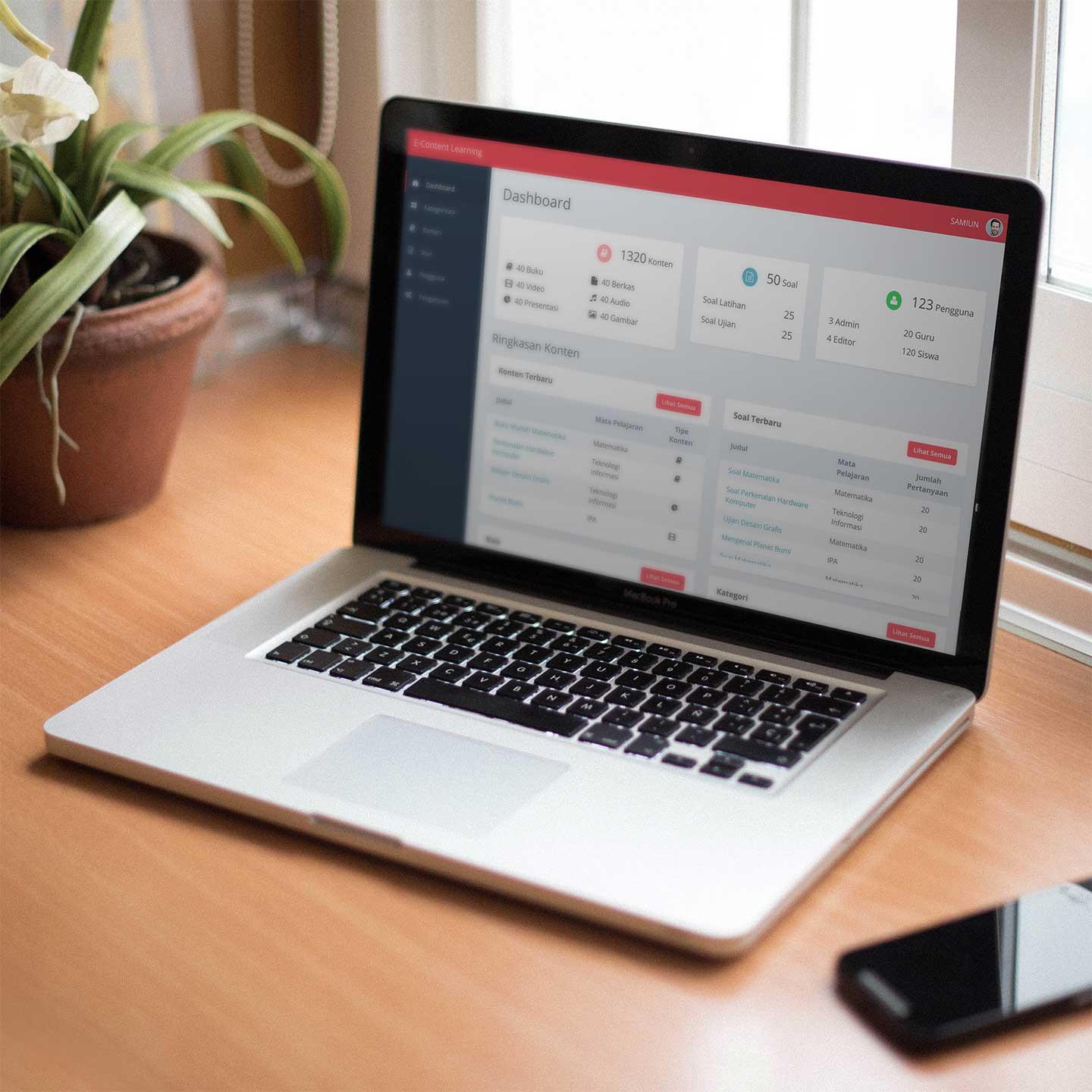 E-Learning Content Management Administration Dashboard